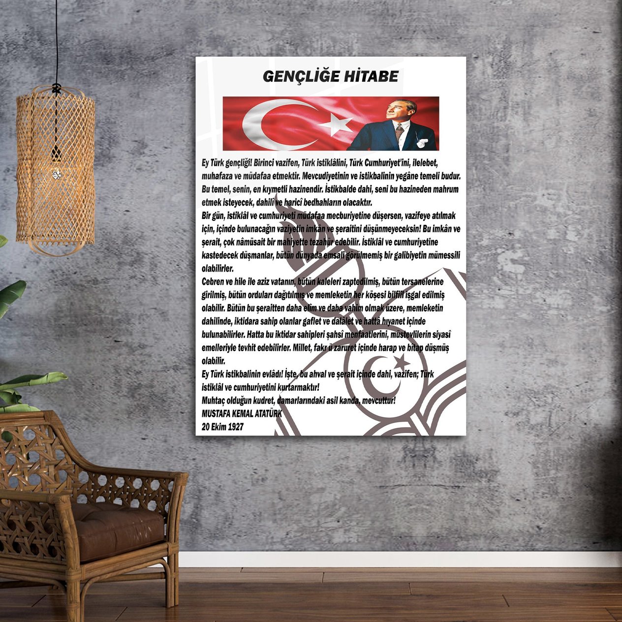 GENÇLİĞE HİTABE YAZILI CAM TABLO 