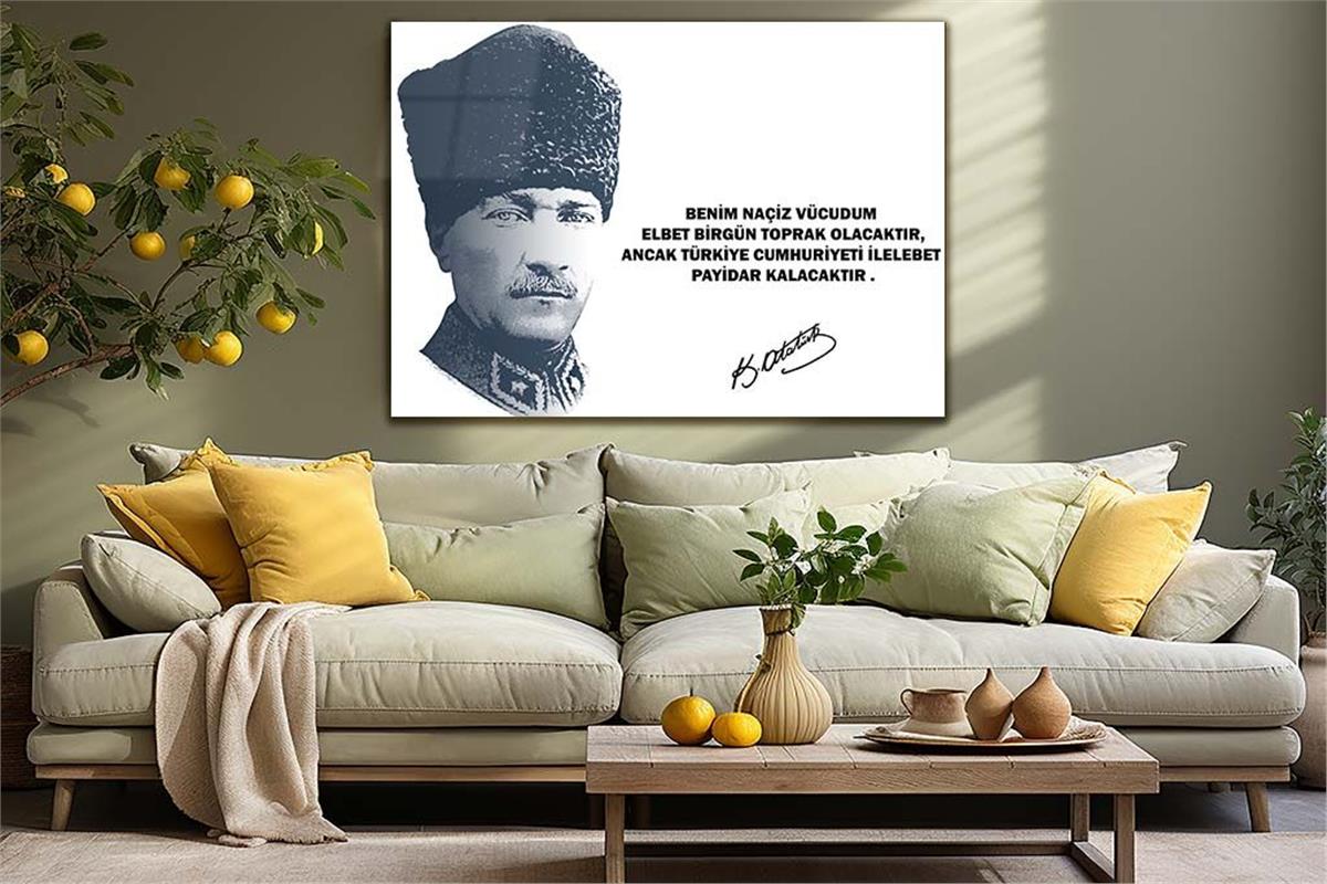 MUSTAFA KEMAL ATATÜRK GÖRSELLİ CAM TABLO