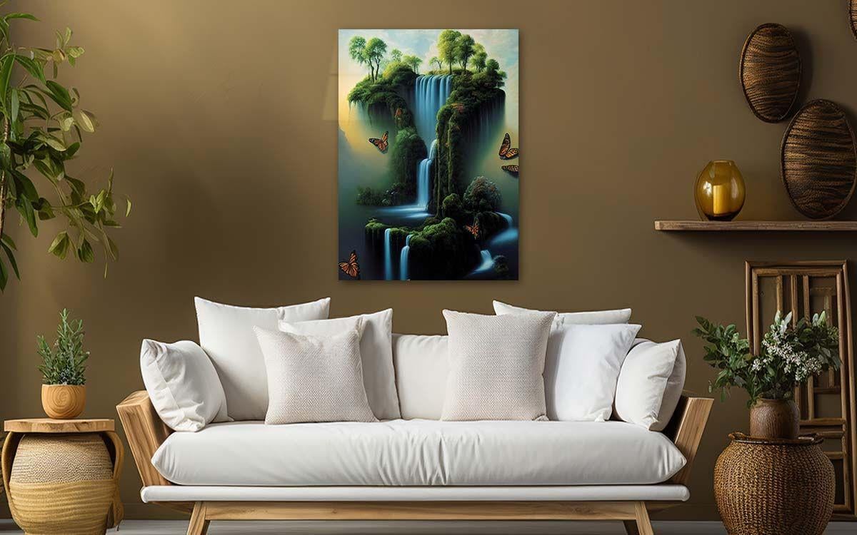Dikey Sanat Temalı Cam Tablo 307
