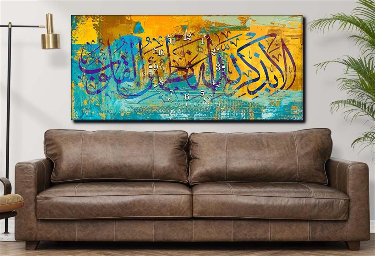 Middle-Clock, Religious-Themed Horizontal Glass Wall Painting 016