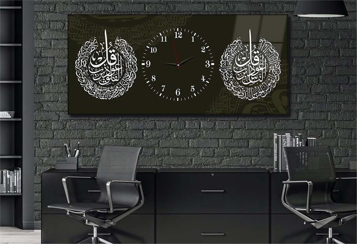 Middle-Clock, Religious-Themed Horizontal Glass Wall Painting 072