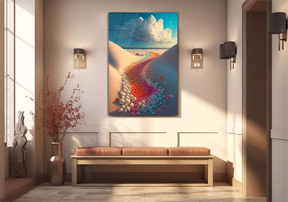 Dikey Sanat Temalı Cam Tablo 306