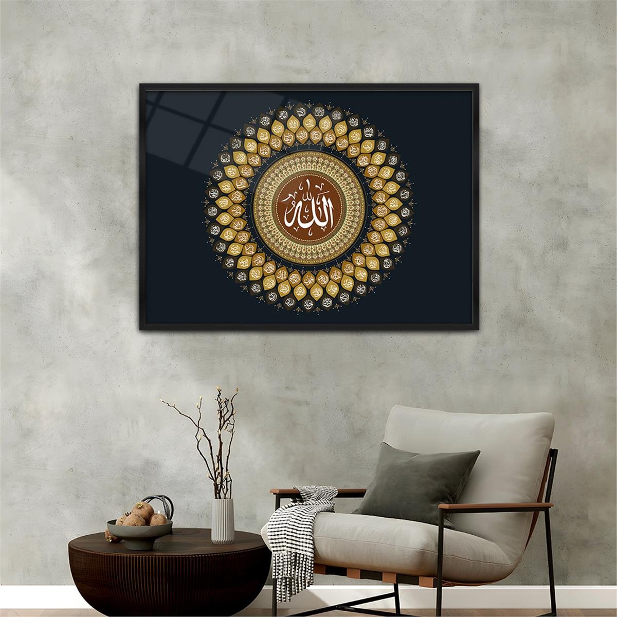Tableau en verre à thème religieux avec cadre en aluminium  060