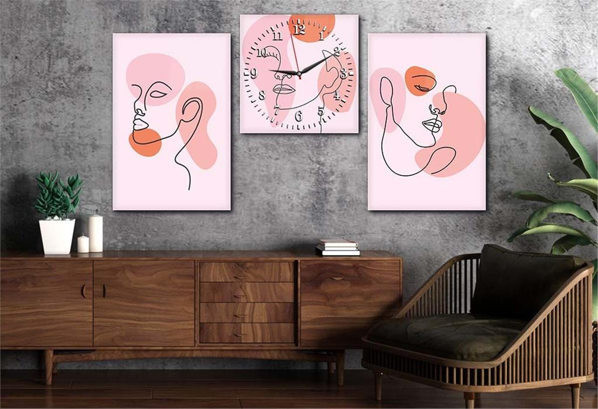 Tempered Glasss Wall Arts Art-Themed Set with Clock