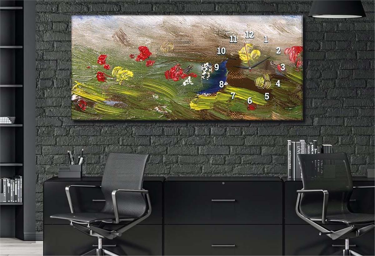 Side-Clock, Art And Nature-Themed Horizontal Glass Wall Painting 187
