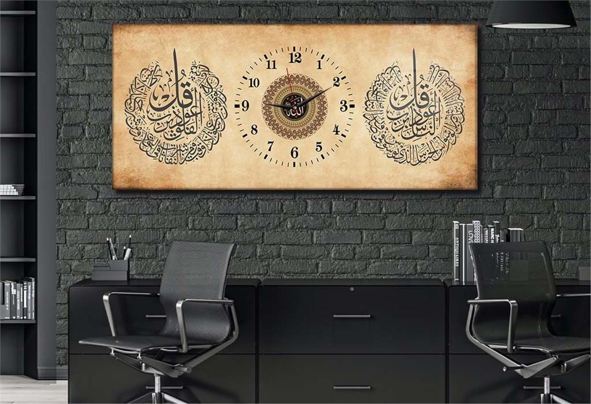 Middle-Clock, Religious-Themed Horizontal Glass Wall Painting 074