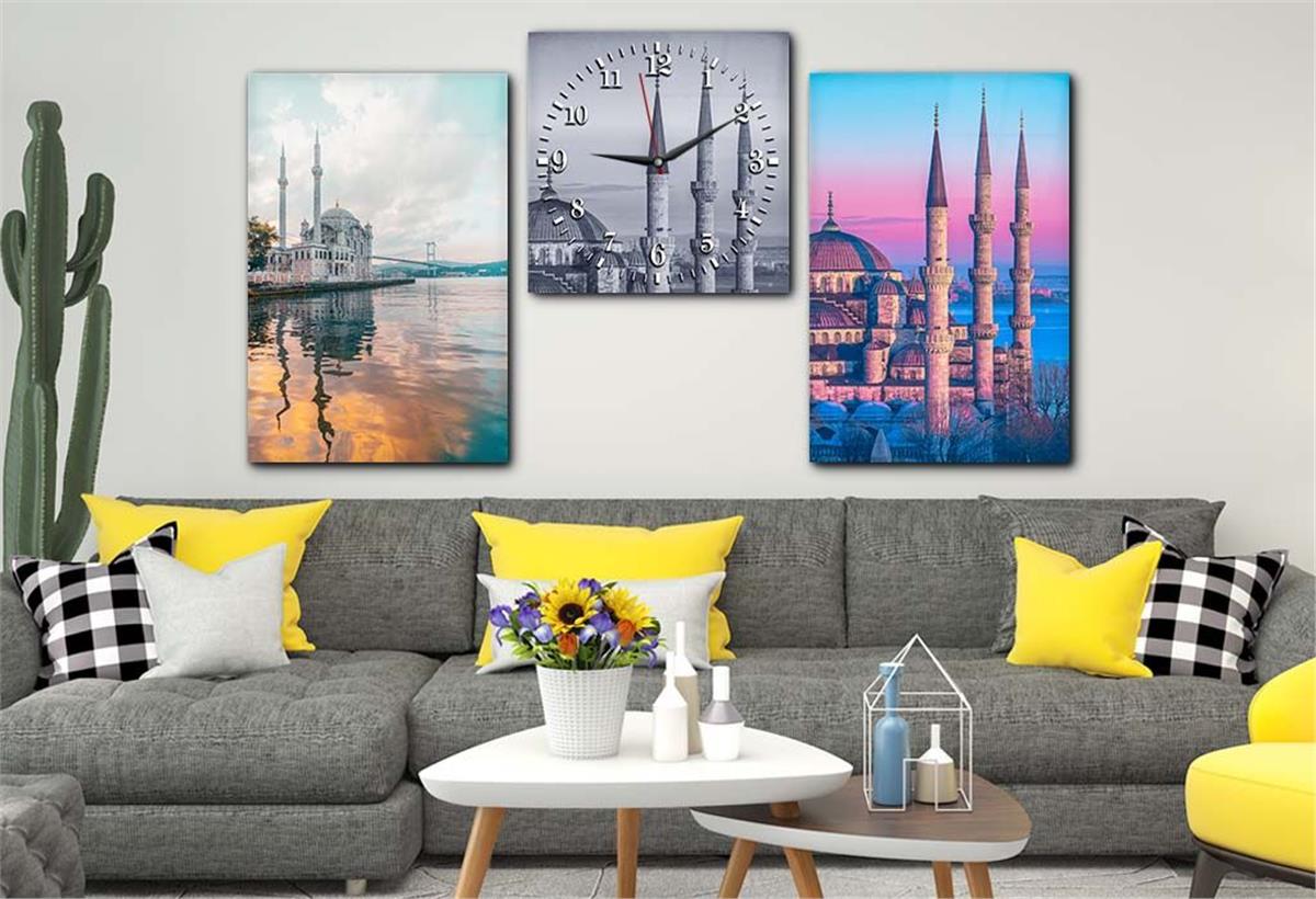 Tempered Glasss Wall Arts Religious-Themed Set with Clock
