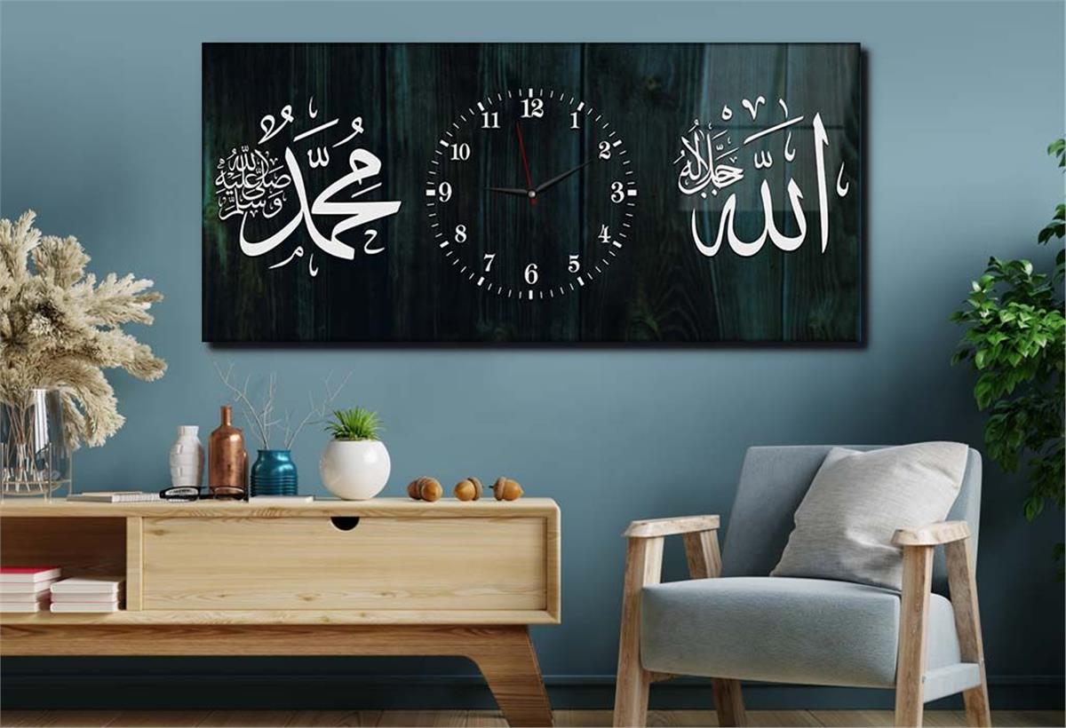 Middle-Clock, Religious-Themed Horizontal Glass Wall Painting 065