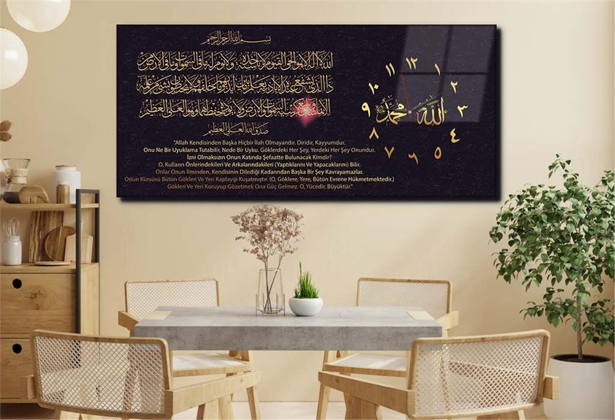 Side-Clock, Religious-Themed Horizontal Glass Wall Painting 022