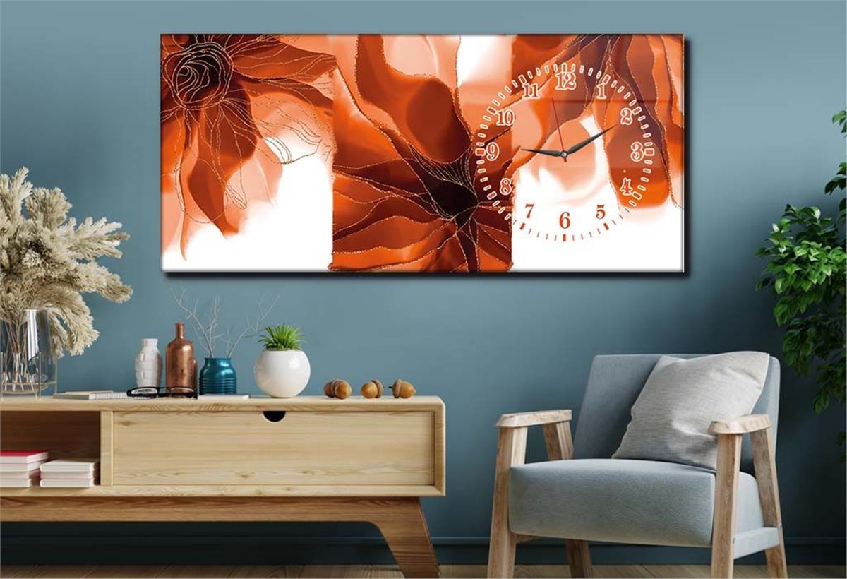 Side-Clock, Art And Nature-Themed Horizontal Glass Wall Painting 102