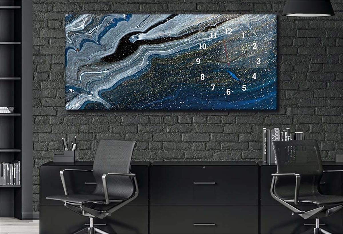 Horizontaal, Aan De Zijkant Voorzien Van Een Klok, Kunst en Natuur Thema Gehard Glasschilderij 112