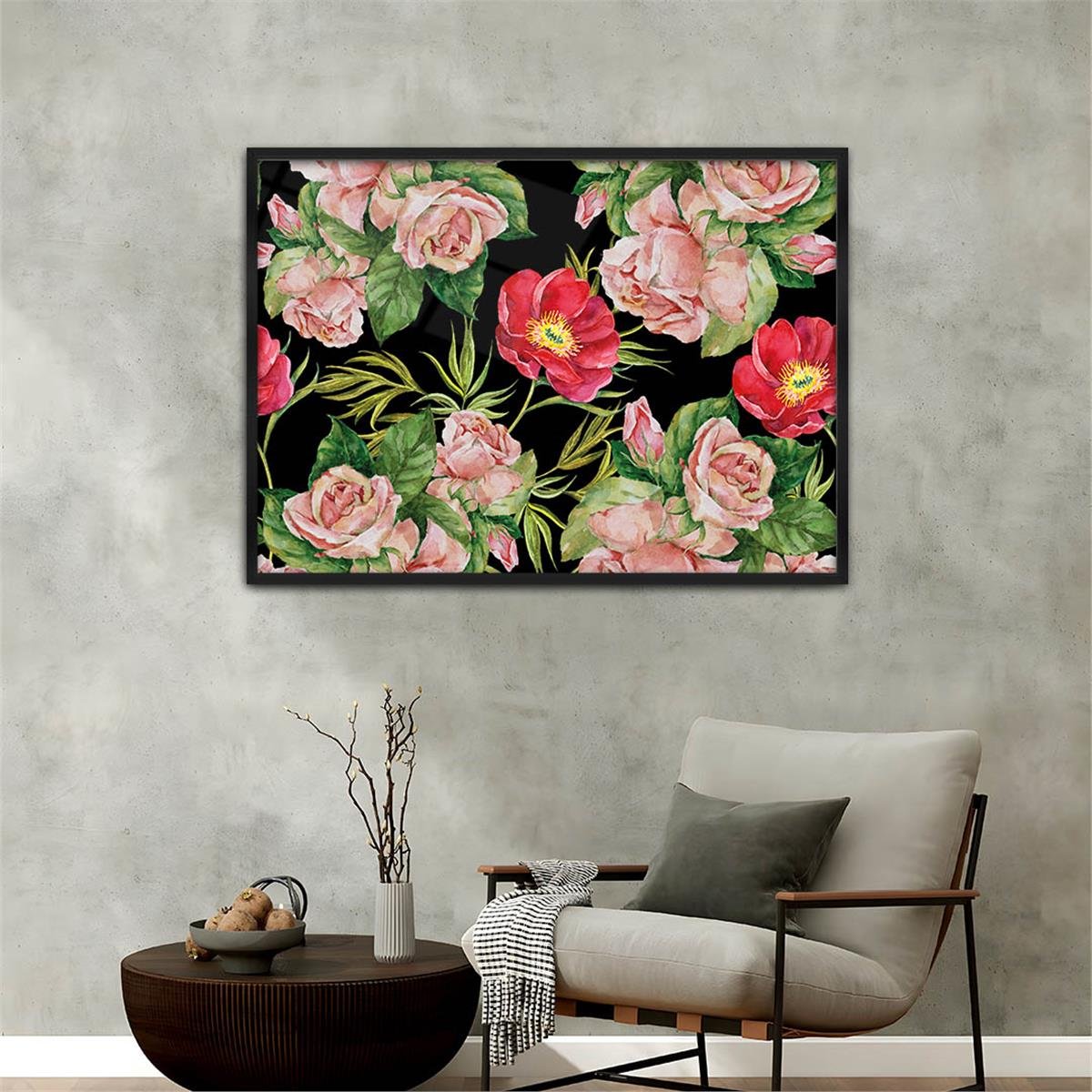 Aluminum-Framed Art-Themed Tempered Glass Wall Art 091