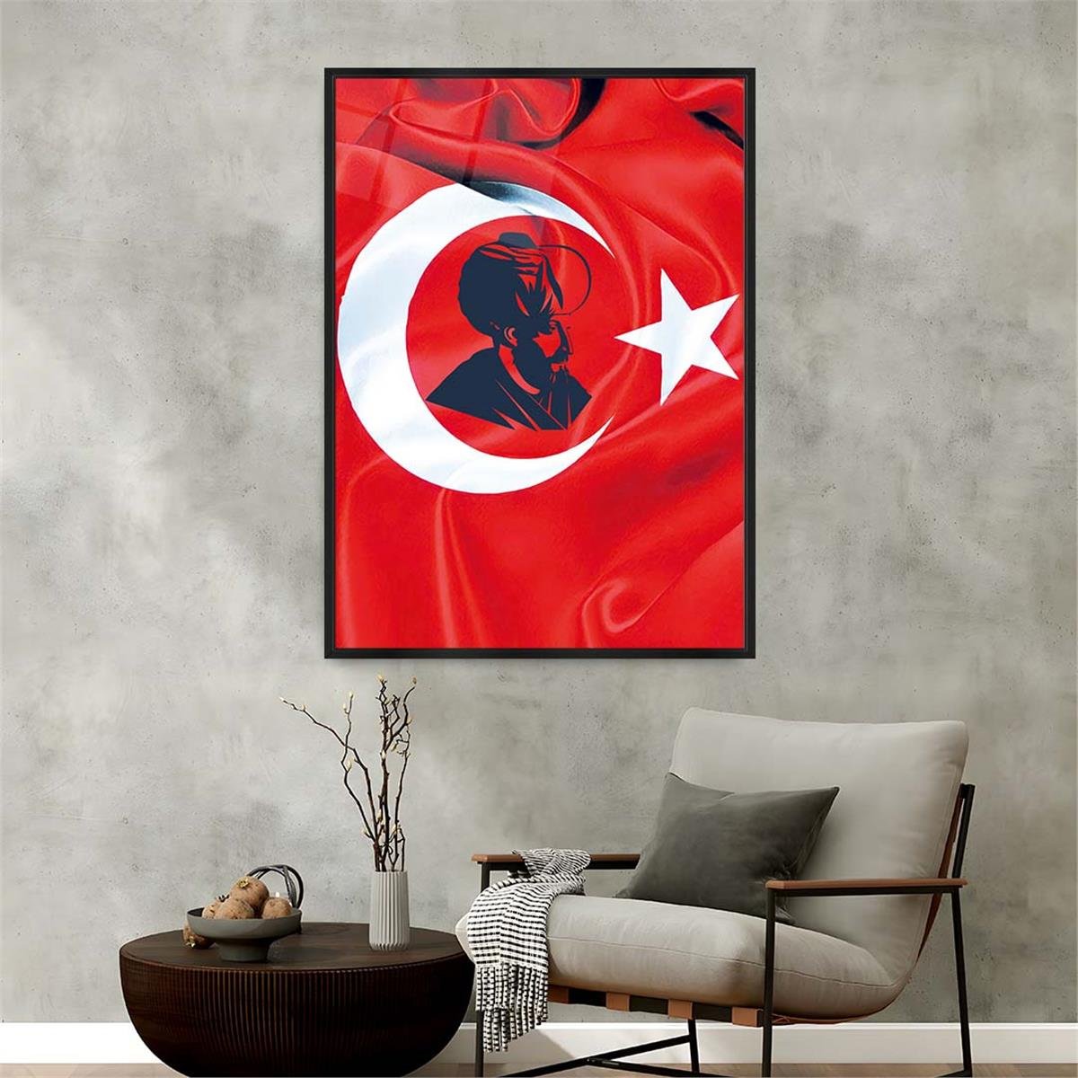 Tableau en verre  à thème national avec cadre en aluminium 100