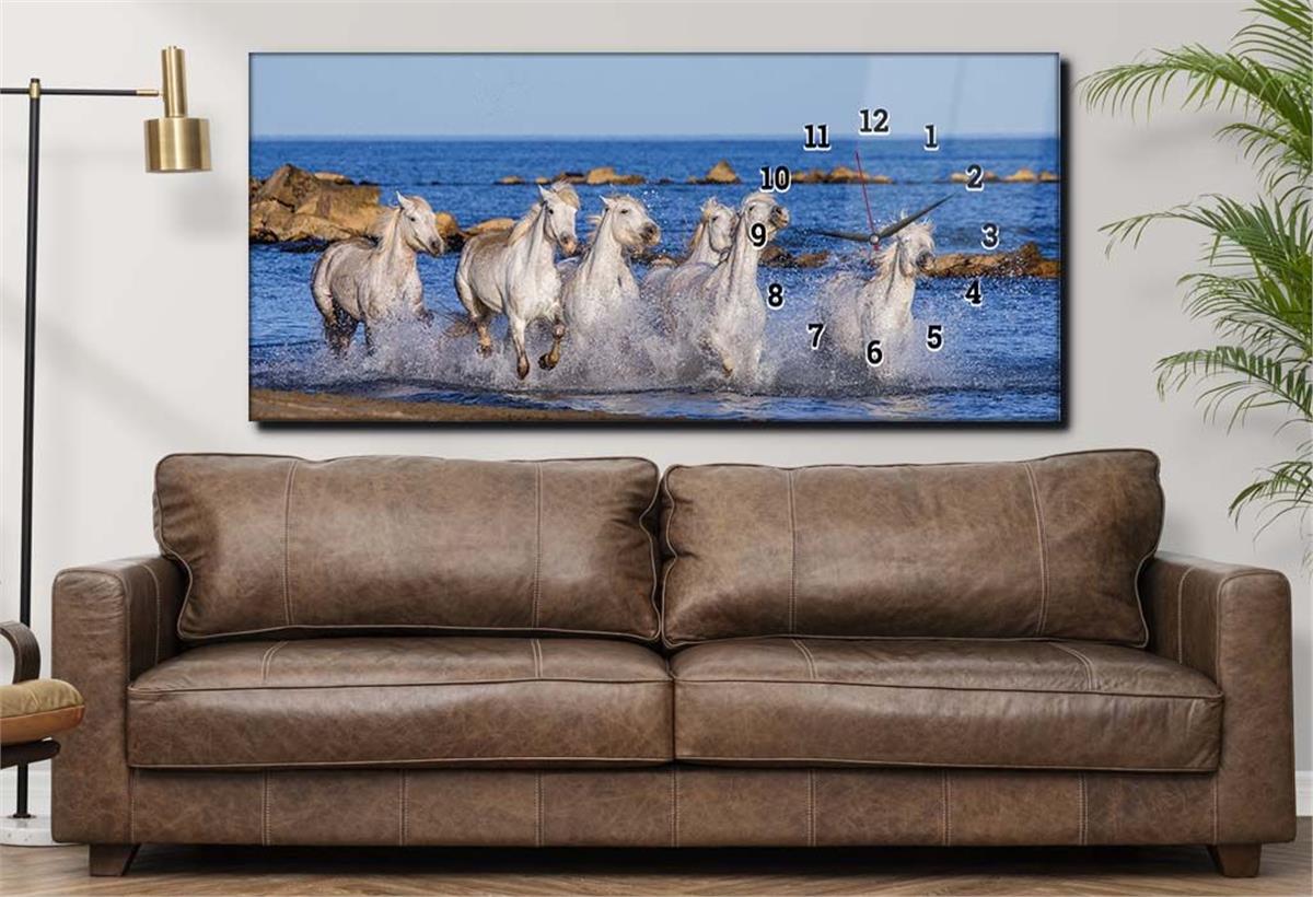 Side-Clock, Art And Nature-Themed Horizontal Glass Wall Painting 132