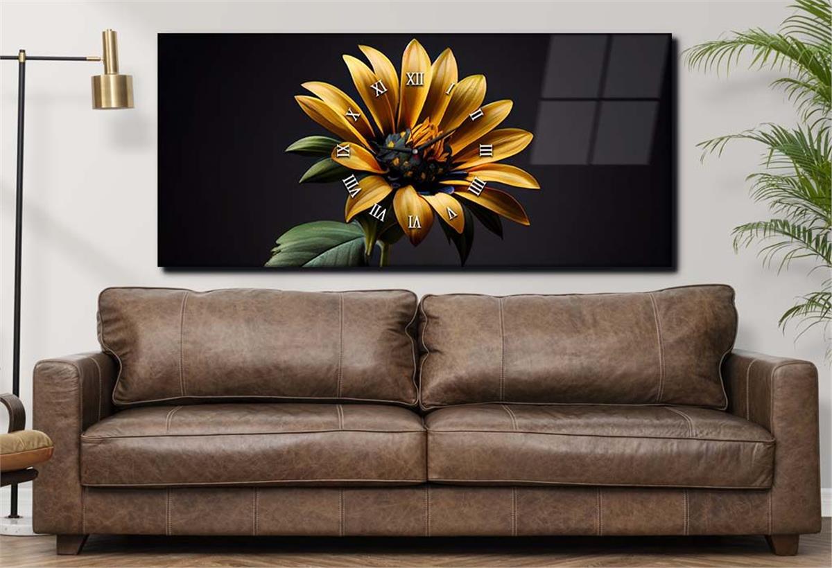 Middle-Clock, Art And Nature-Themed Horizontal Glass Wall Painting 036