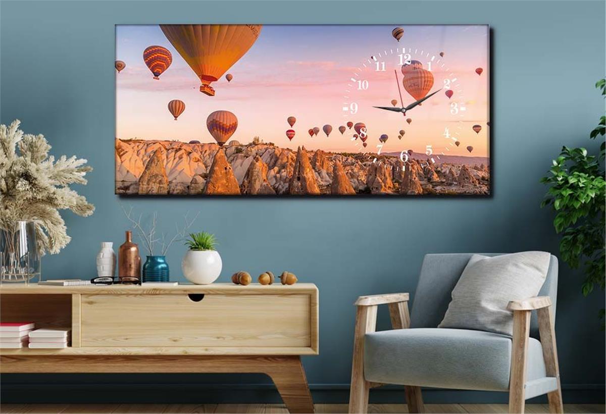 Side-Clock, Art And Nature-Themed Horizontal Glass Wall Painting 079