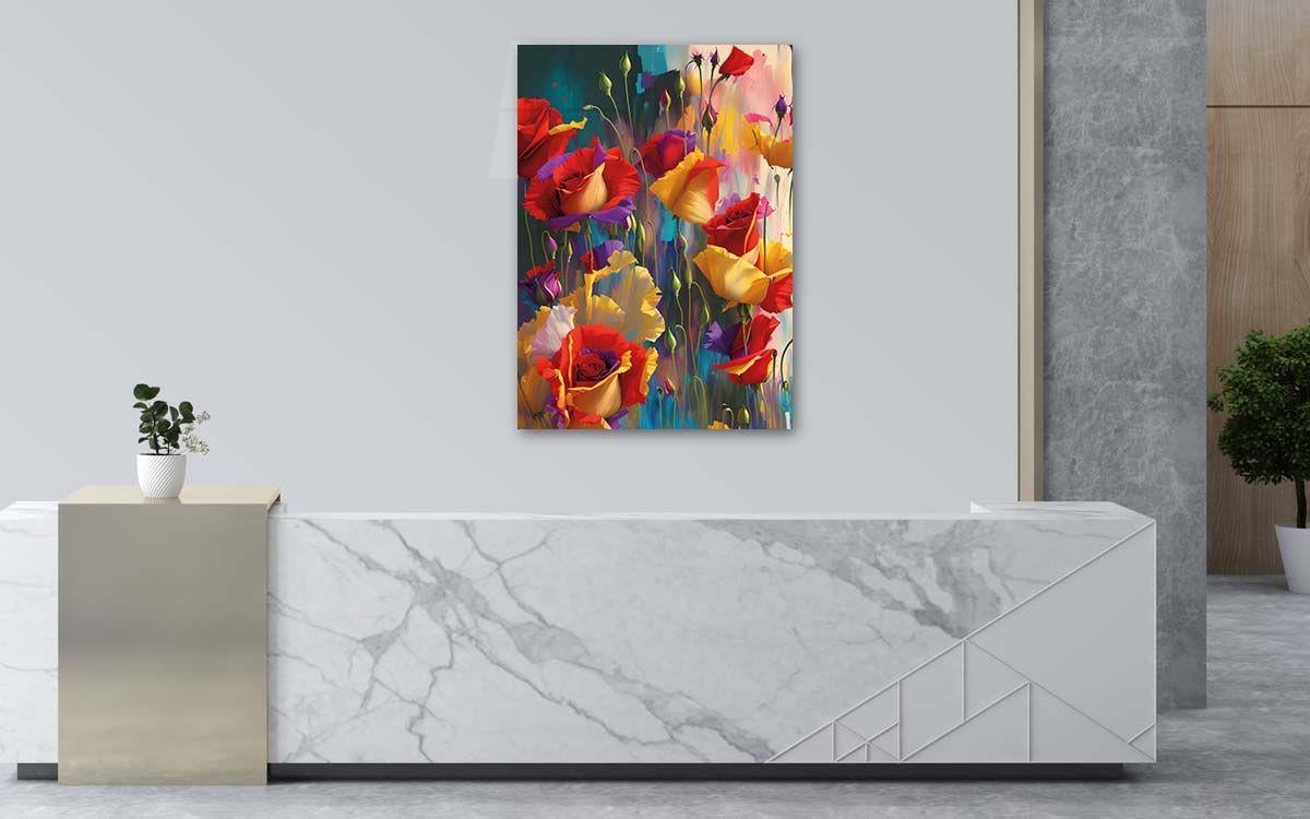 Dikey Sanat Temalı Cam Tablo 321