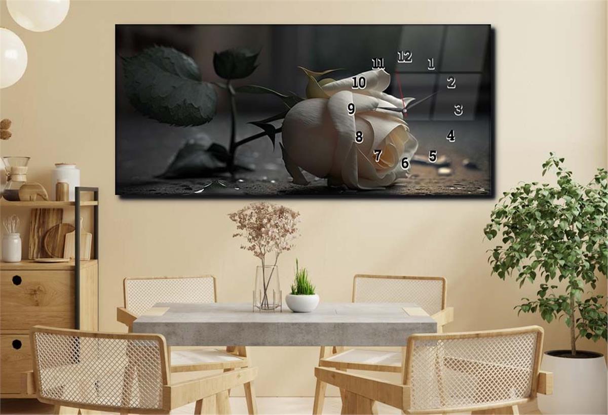 Side-Clock, Art And Nature-Themed Horizontal Glass Wall Painting 204