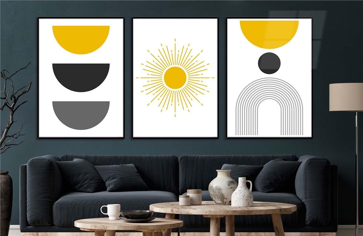 Alüminyum Çerçeveli Sanat Temalı 3'lü Set MDF Tablo 0002
