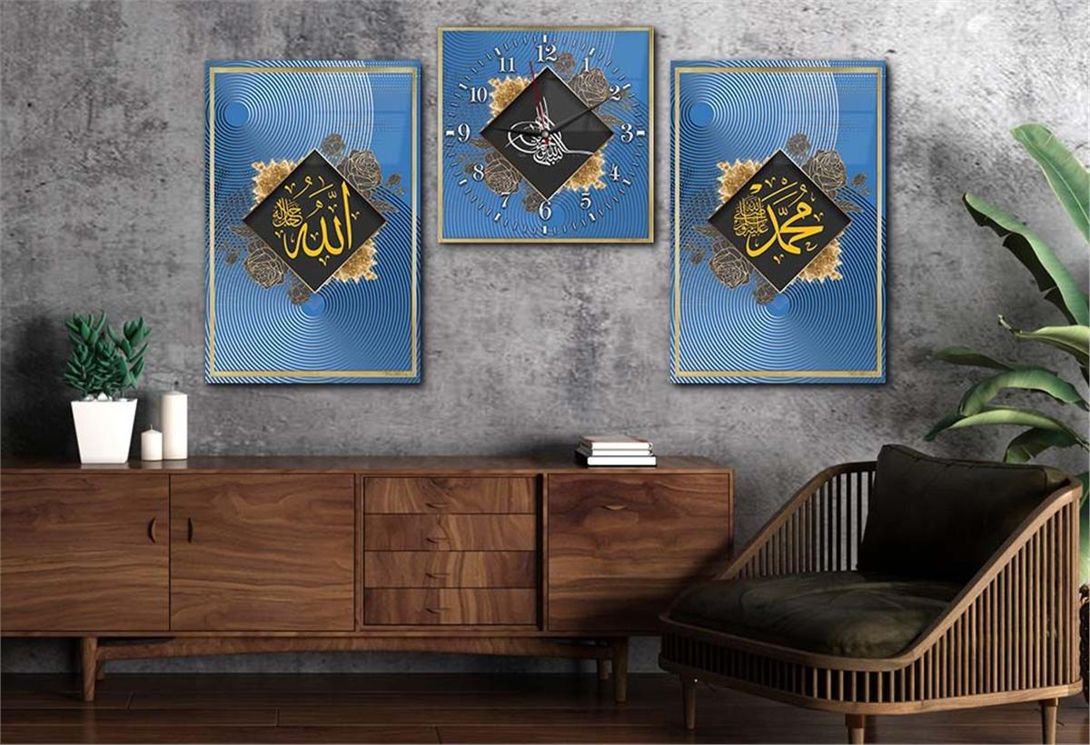 Religion Thematisches 2-teiliges bedrucktes Glas und Uhrenset