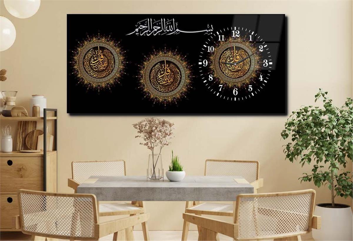 Side-Clock, Religious-Themed Horizontal Glass Wall Painting 054