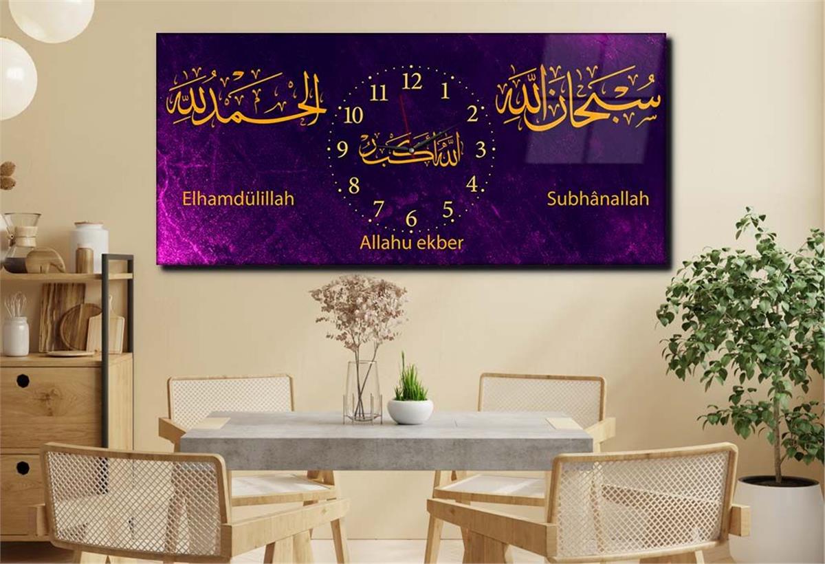 Middle-Clock, Religious-Themed Horizontal Glass Wall Painting 093