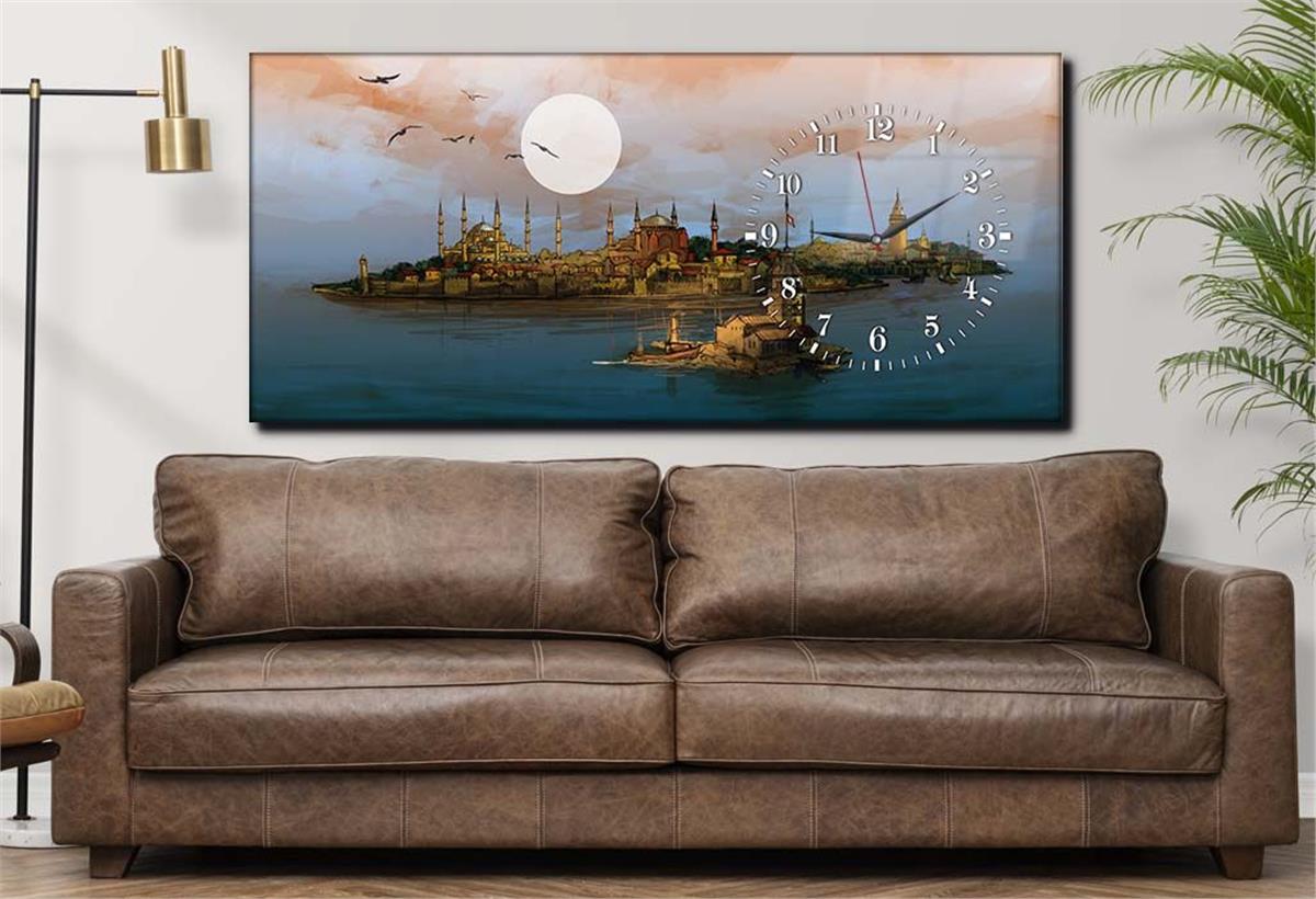 Side-Clock, Religious-Themed Horizontal Glass Wall Painting 002