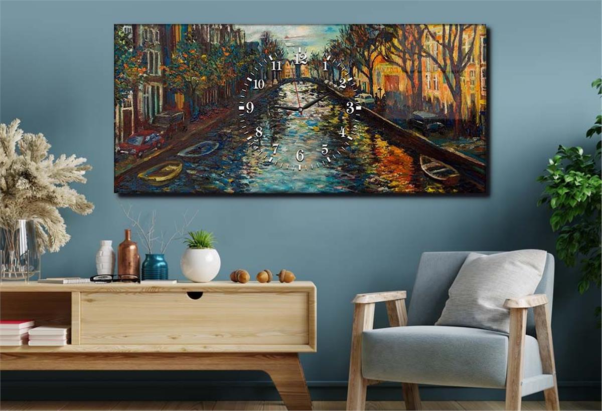 Middle-Clock, Art And Nature-Themed Horizontal Glass Wall Painting 030