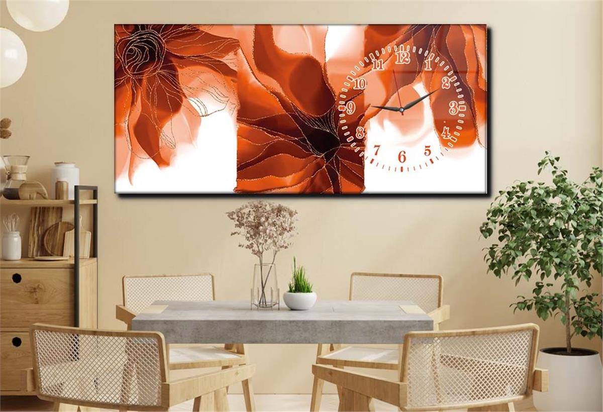 Side-Clock, Art And Nature-Themed Horizontal Glass Wall Painting 102