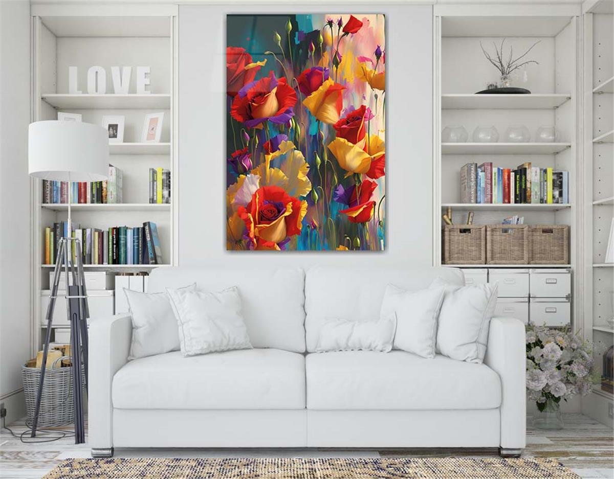 Dikey Sanat Temalı Cam Tablo 321