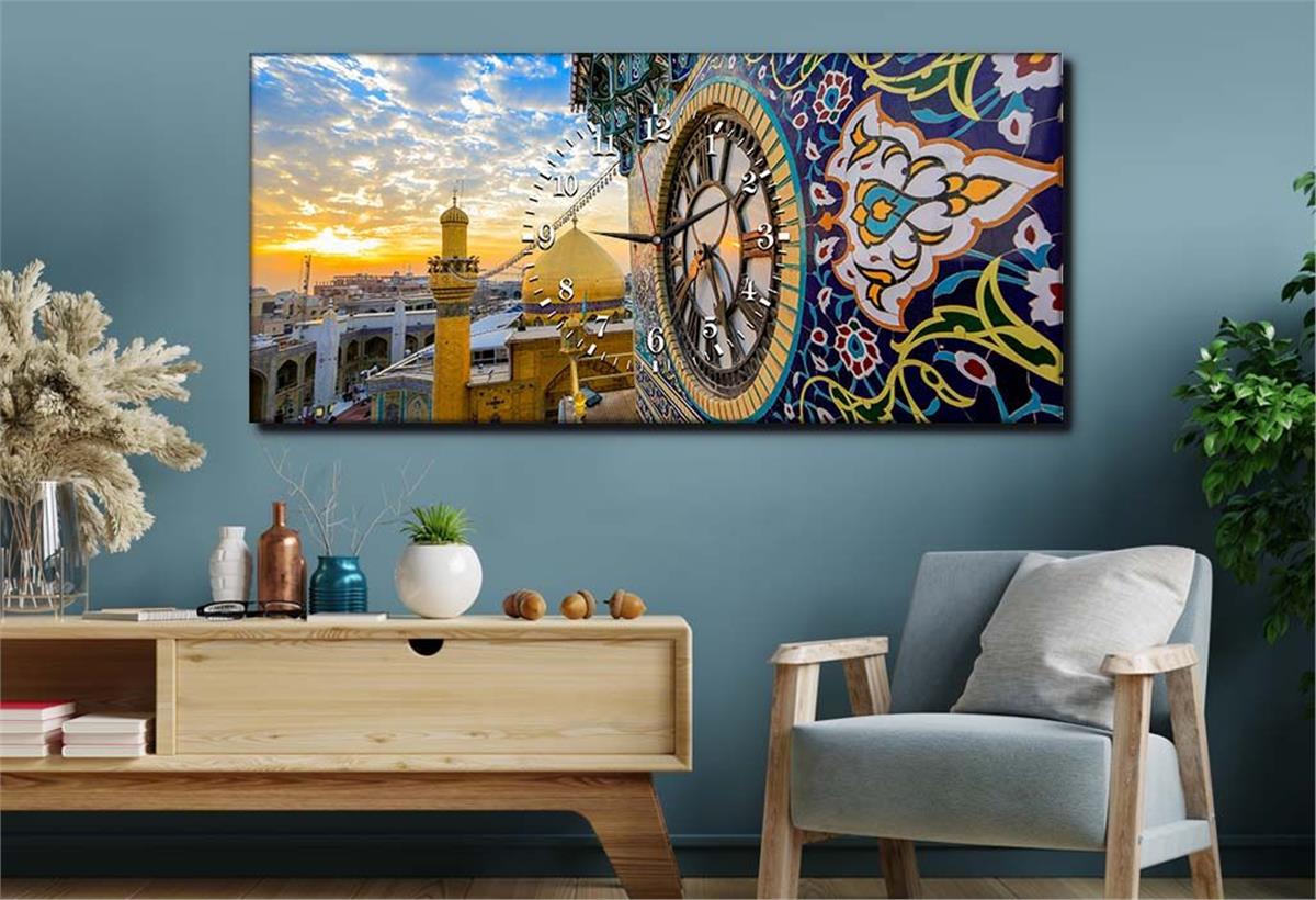 Middle-Clock, Religious-Themed Horizontal Glass Wall Painting 038
