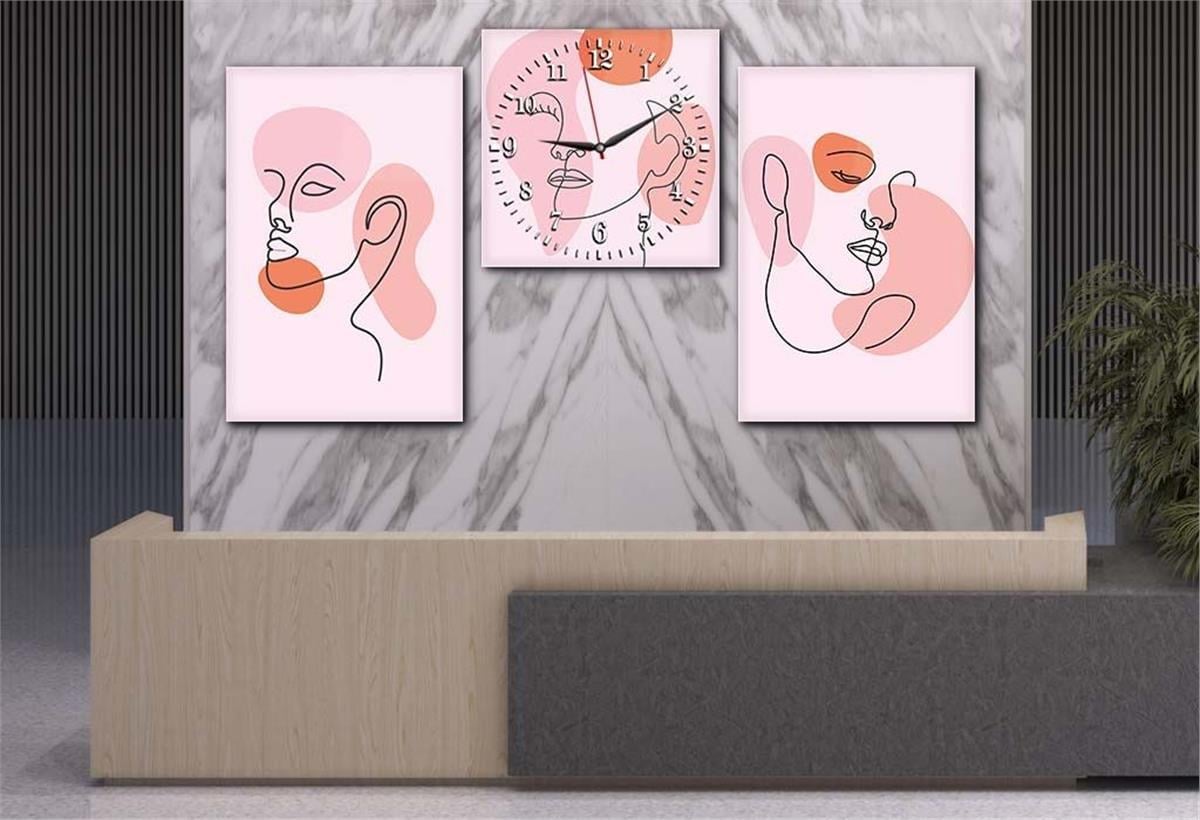 Tempered Glasss Wall Arts Art-Themed Set with Clock