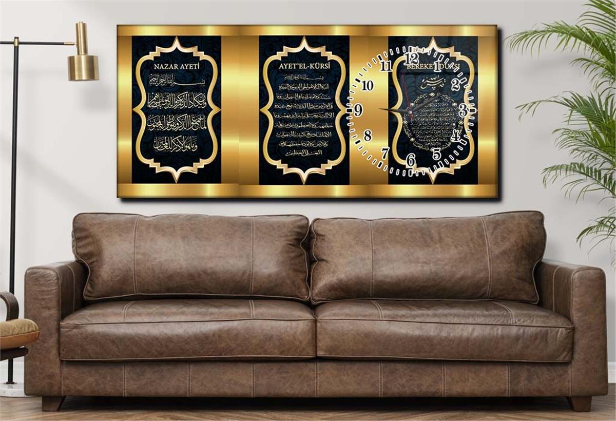 Side-Clock, Religious-Themed Horizontal Glass Wall Painting 042