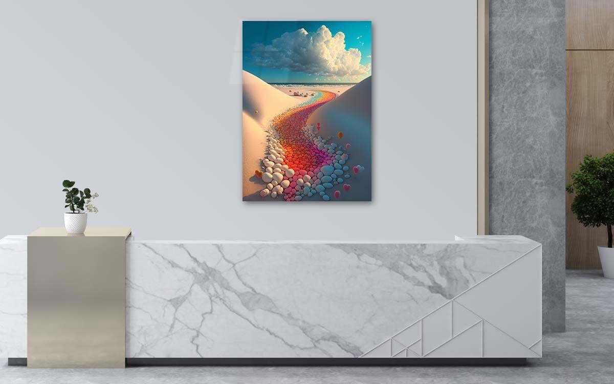 Dikey Sanat Temalı Cam Tablo 306