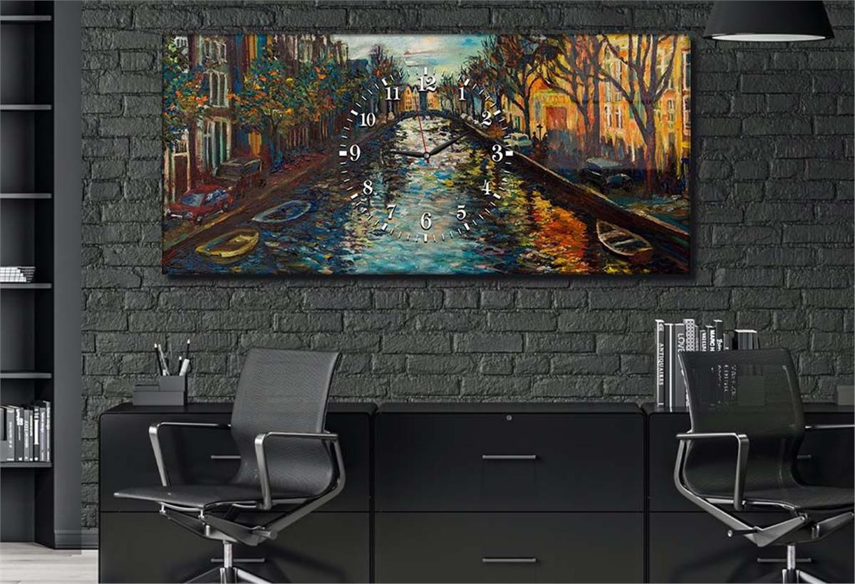 Middle-Clock, Art And Nature-Themed Horizontal Glass Wall Painting 030