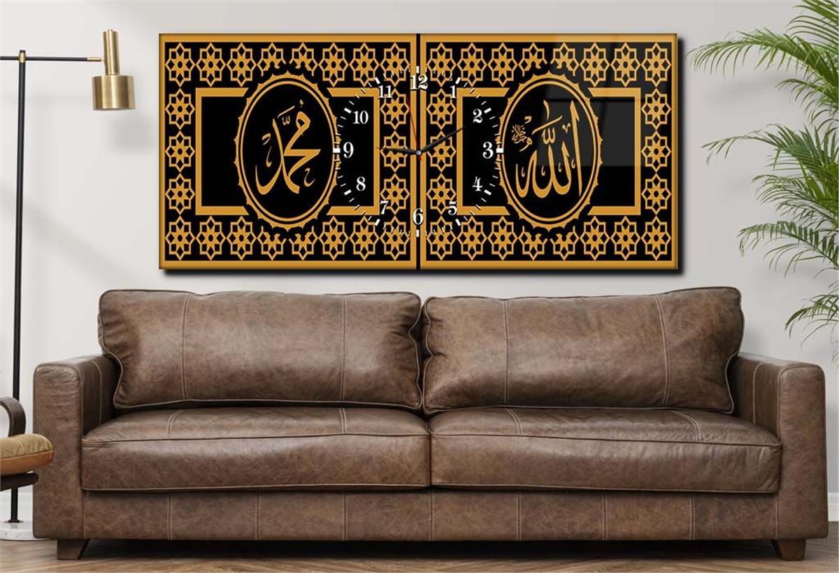 Middle-Clock, Religious-Themed Horizontal Glass Wall Painting 046