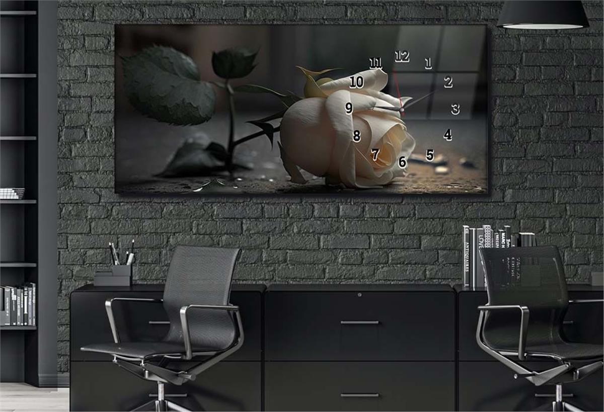 Side-Clock, Art And Nature-Themed Horizontal Glass Wall Painting 204