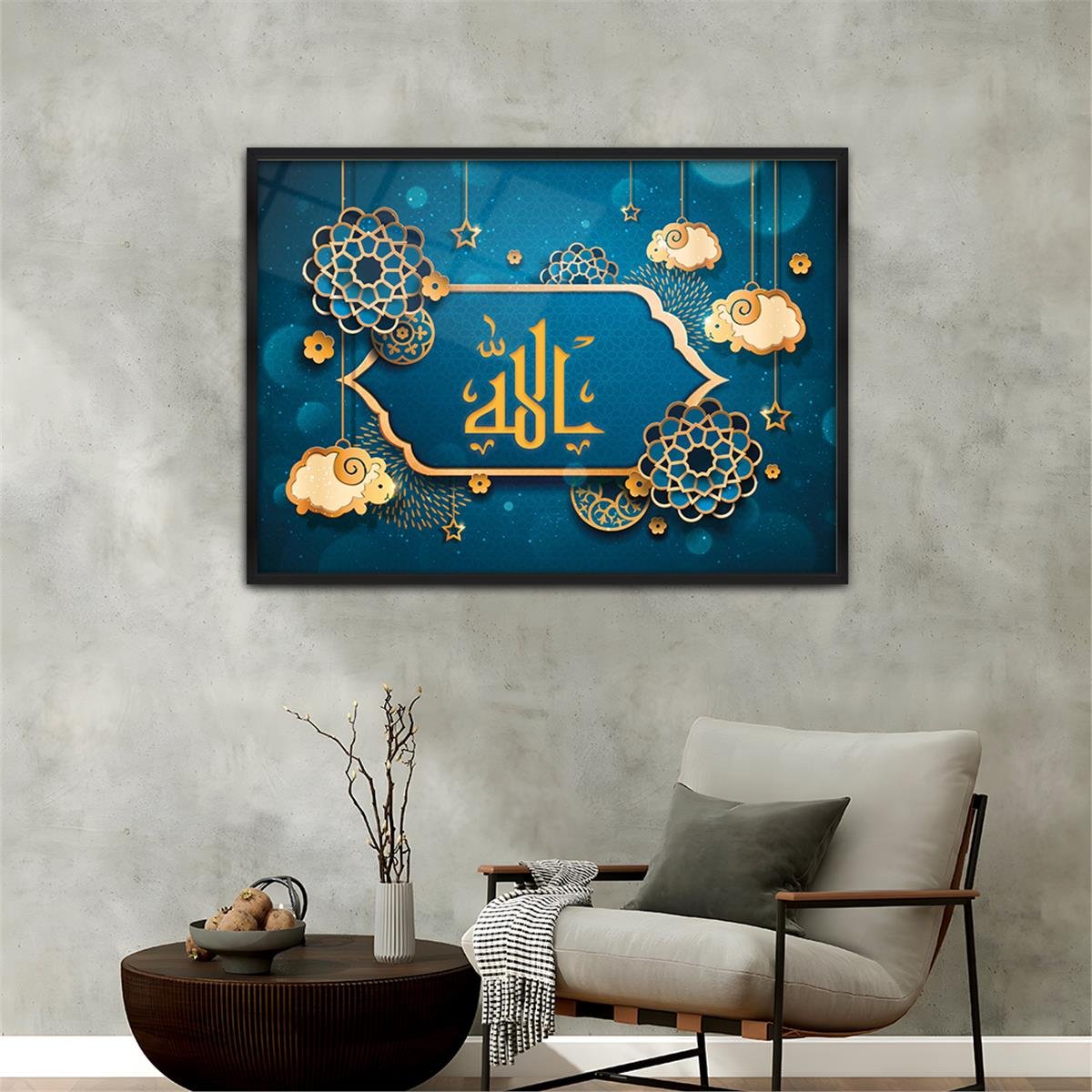 Tableau en verre à thème religieux avec cadre en aluminium  003