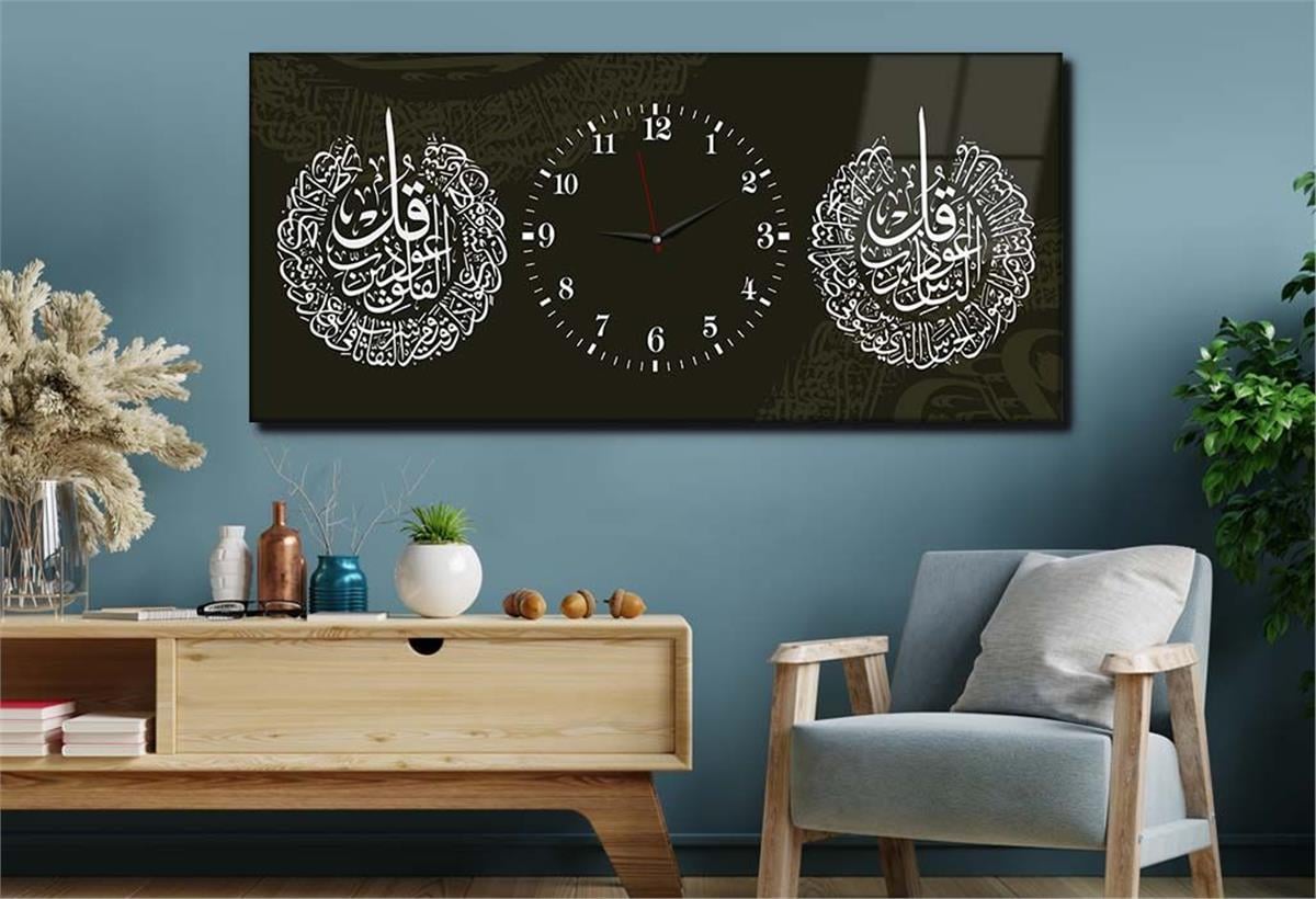 Middle-Clock, Religious-Themed Horizontal Glass Wall Painting 072