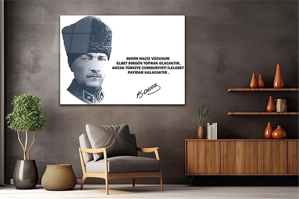 MUSTAFA KEMAL ATATÜRK GÖRSELLİ CAM TABLO