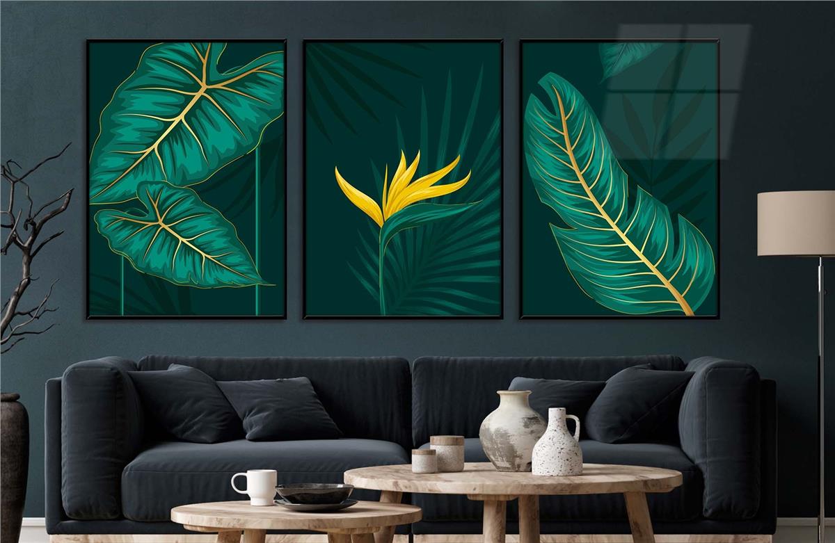 Alüminyum Çerçeveli Sanat Temalı 3'lü Set MDF Tablo 0017