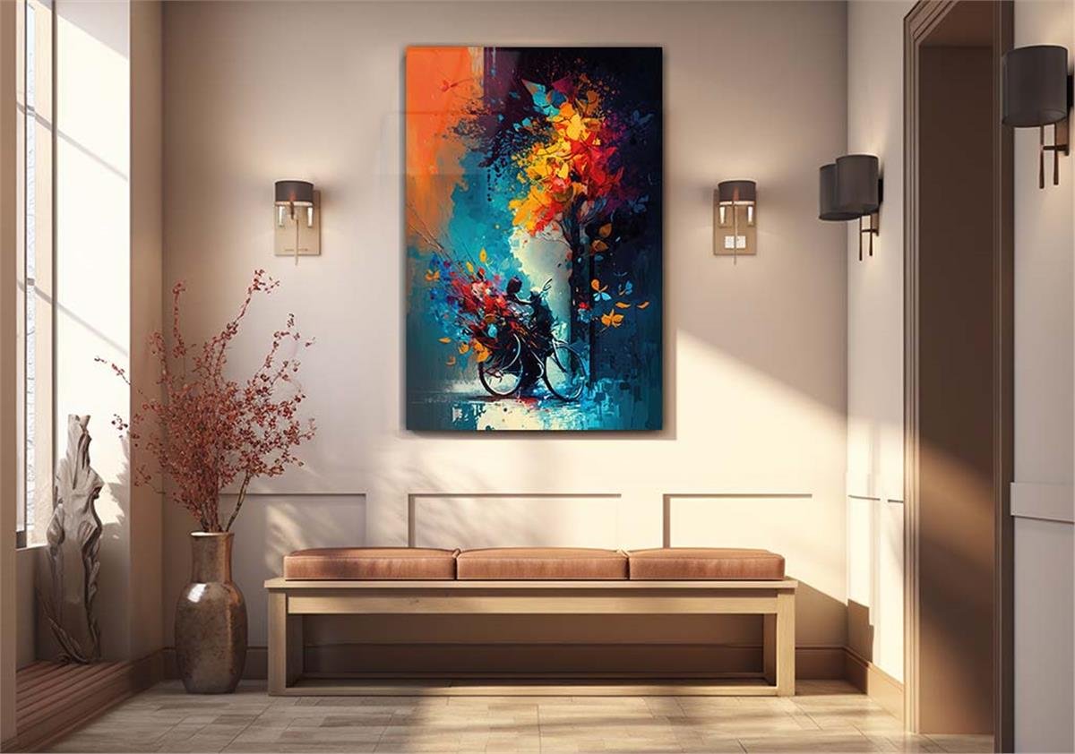 Dikey Sanat Temalı Cam Tablo 318