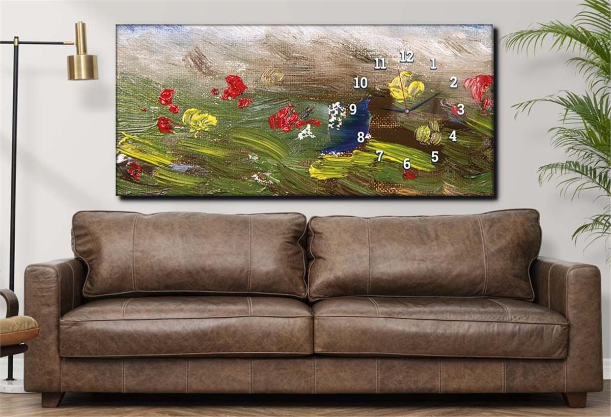 Side-Clock, Art And Nature-Themed Horizontal Glass Wall Painting 187