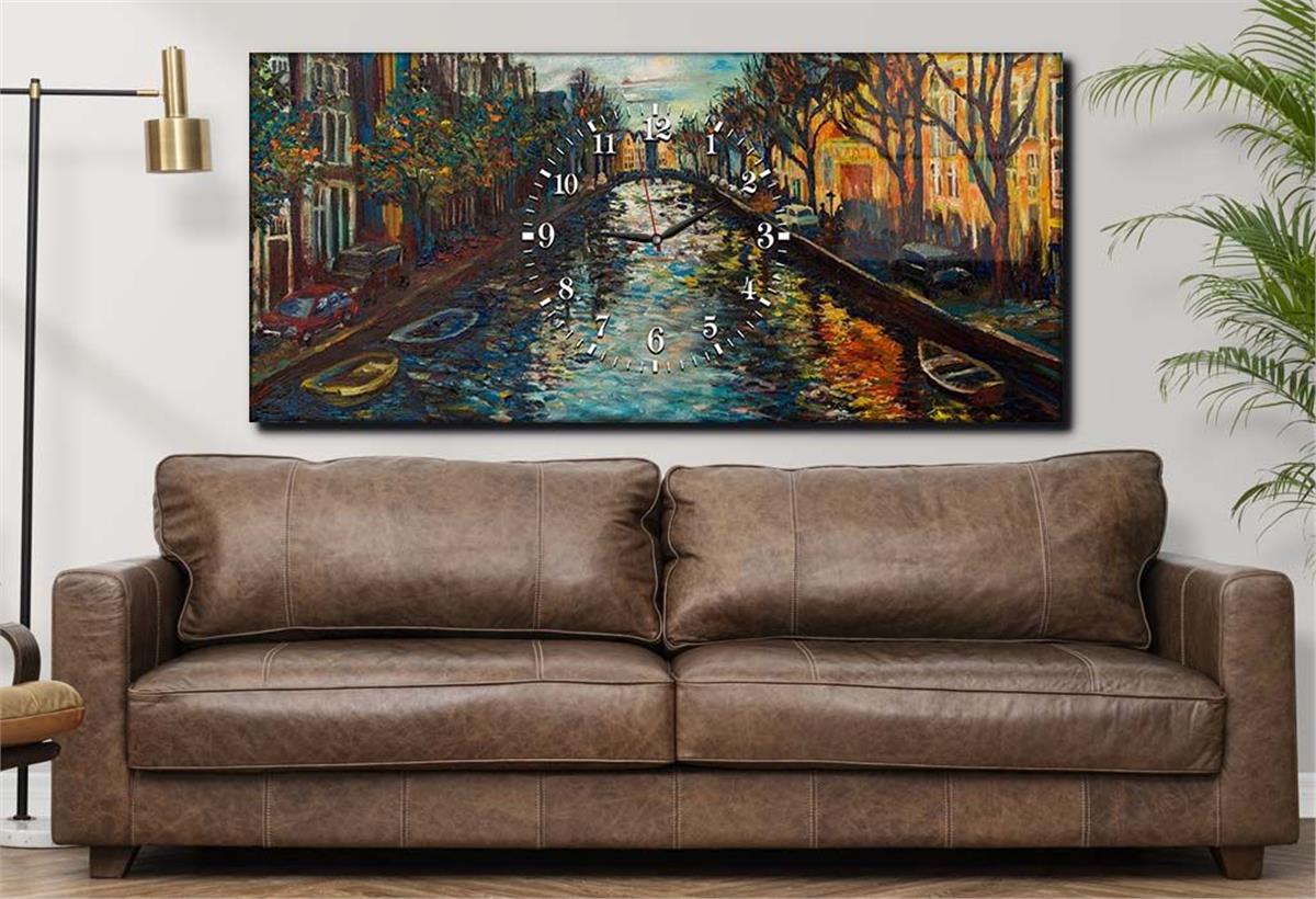 Middle-Clock, Art And Nature-Themed Horizontal Glass Wall Painting 030