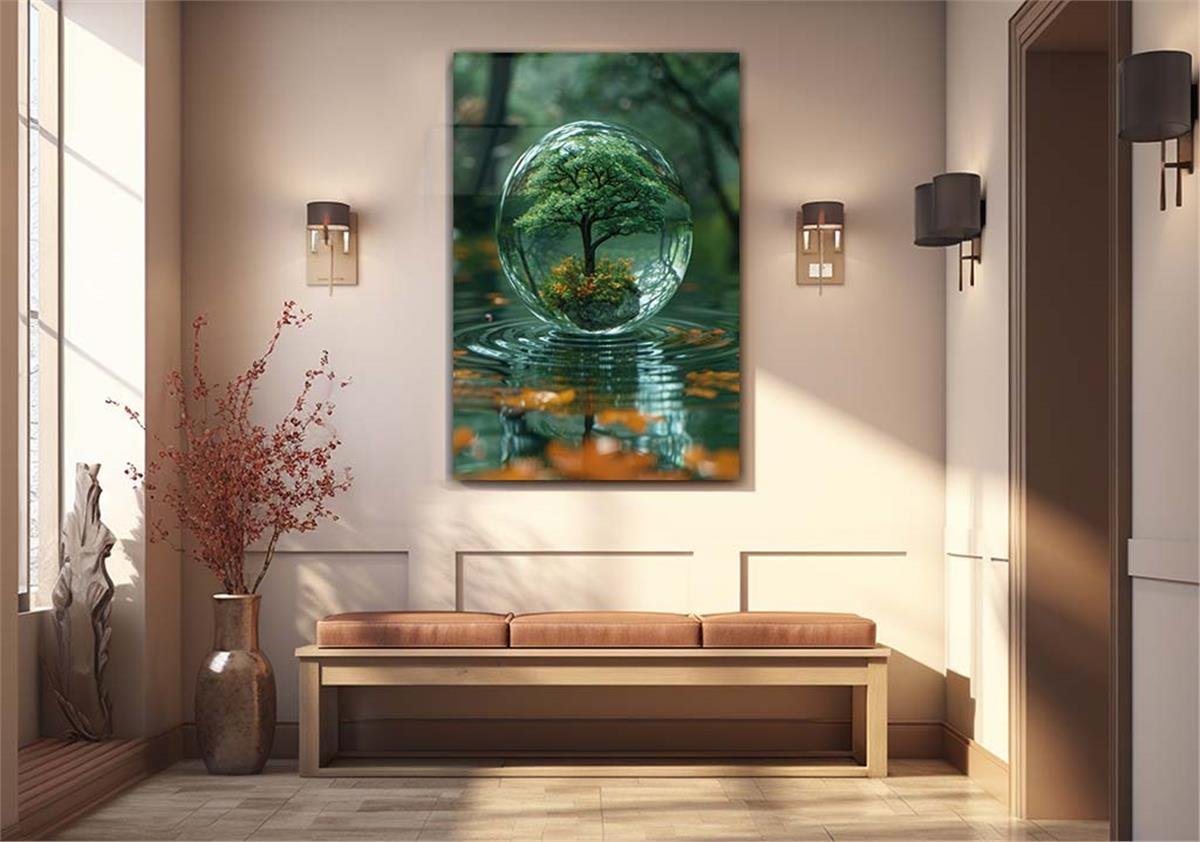 Dikey Sanat Temalı Cam Tablo 303