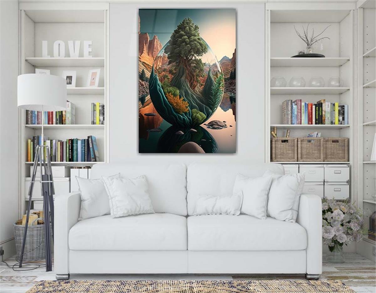 Dikey Sanat Temalı Cam Tablo 304