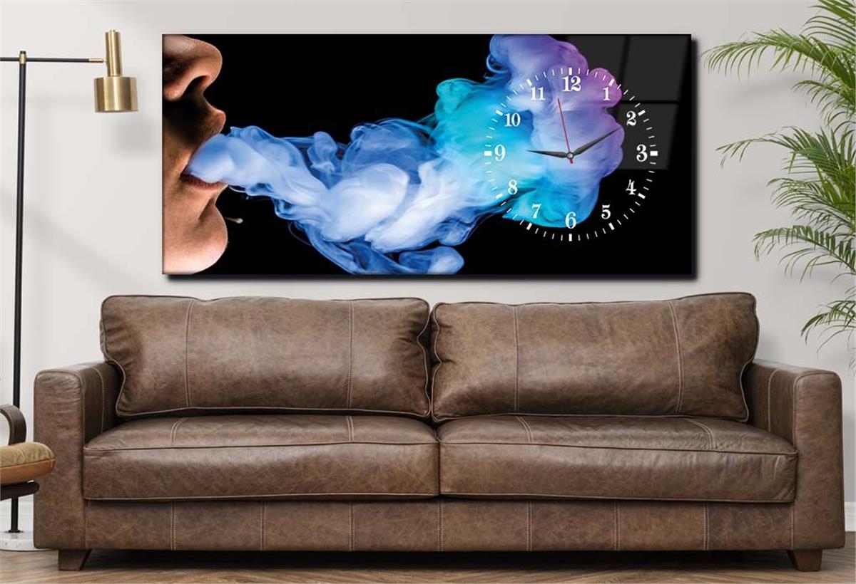 Side-Clock, Art And Nature-Themed Horizontal Glass Wall Painting 024