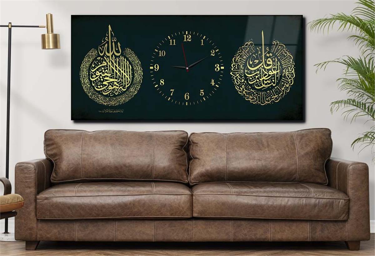 Middle-Clock, Religious-Themed Horizontal Glass Wall Painting 085