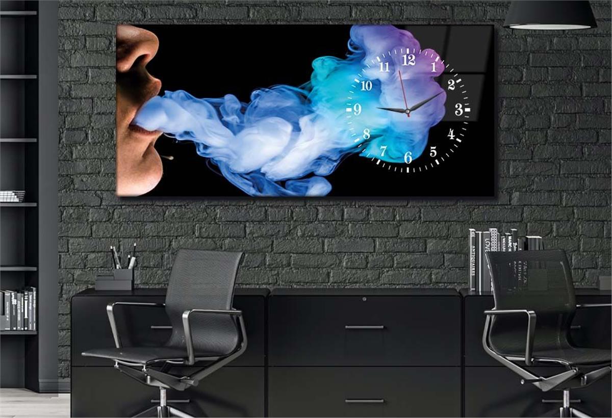 Side-Clock, Art And Nature-Themed Horizontal Glass Wall Painting 024