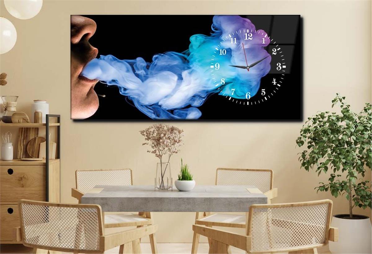 Side-Clock, Art And Nature-Themed Horizontal Glass Wall Painting 024
